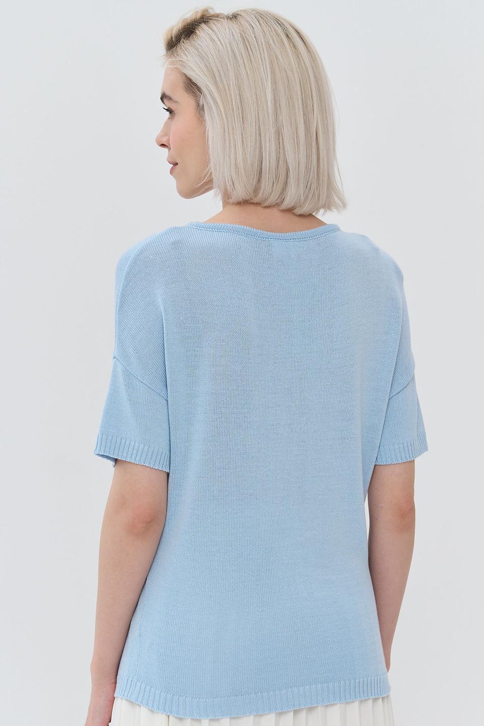 Джемпер VAY голубой с ажурным узором