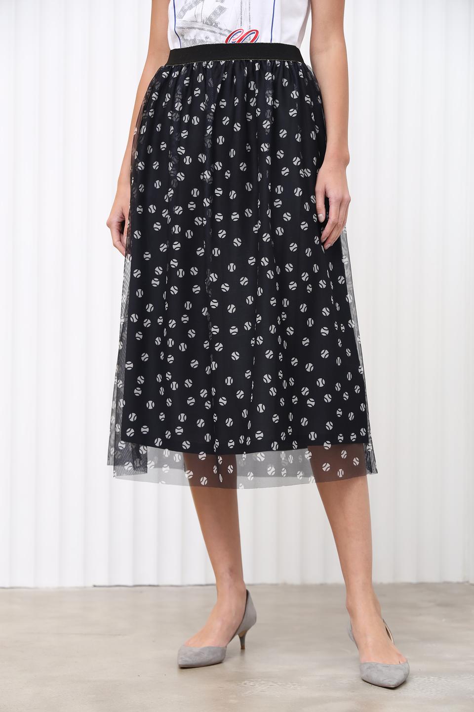 Юбка i Blues с принтом в горошек чёрная