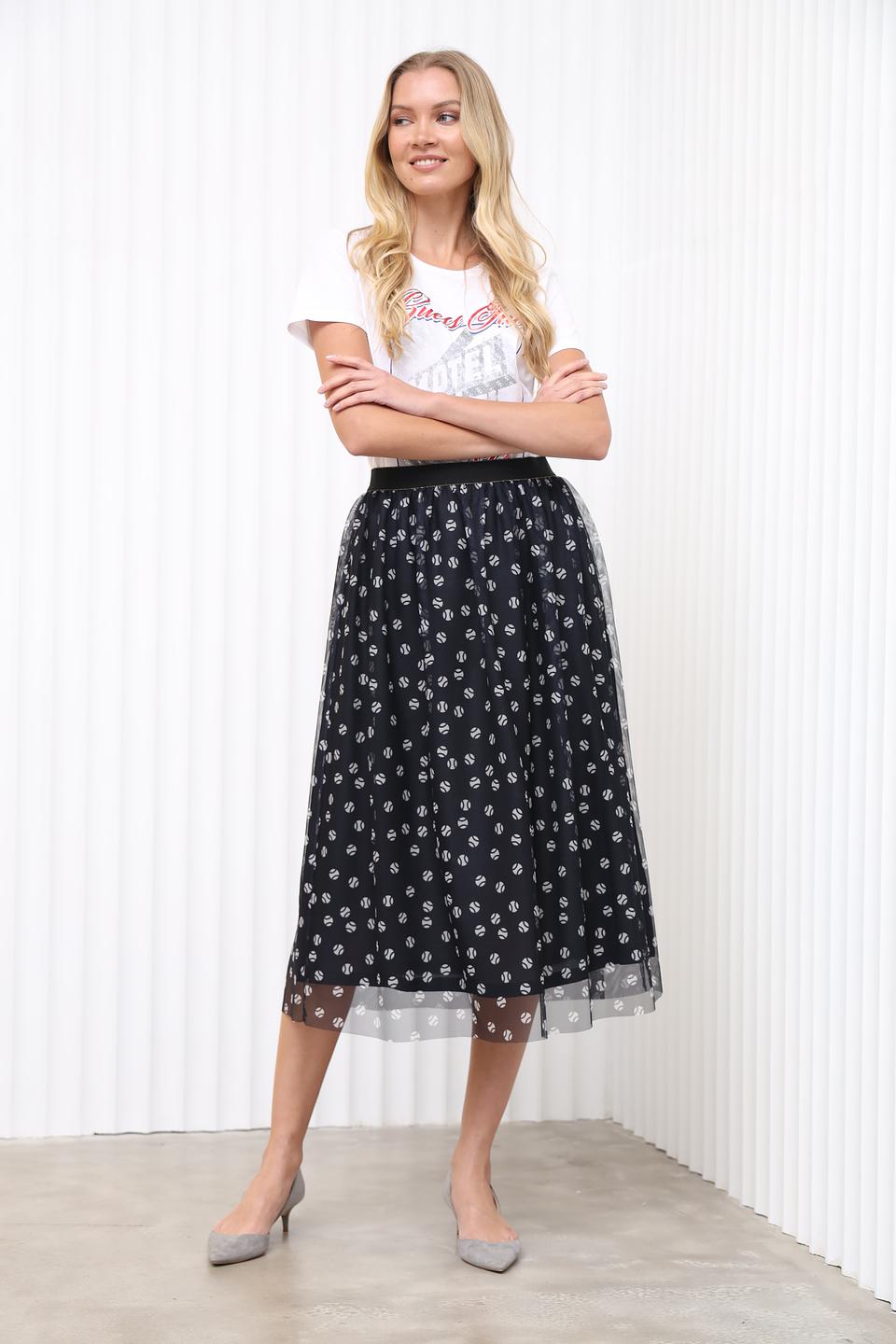 Юбка i Blues с принтом в горошек чёрная