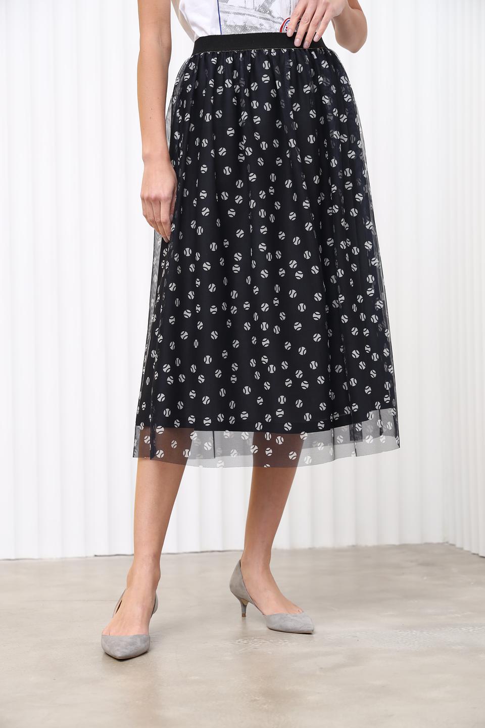 Юбка i Blues с принтом в горошек чёрная