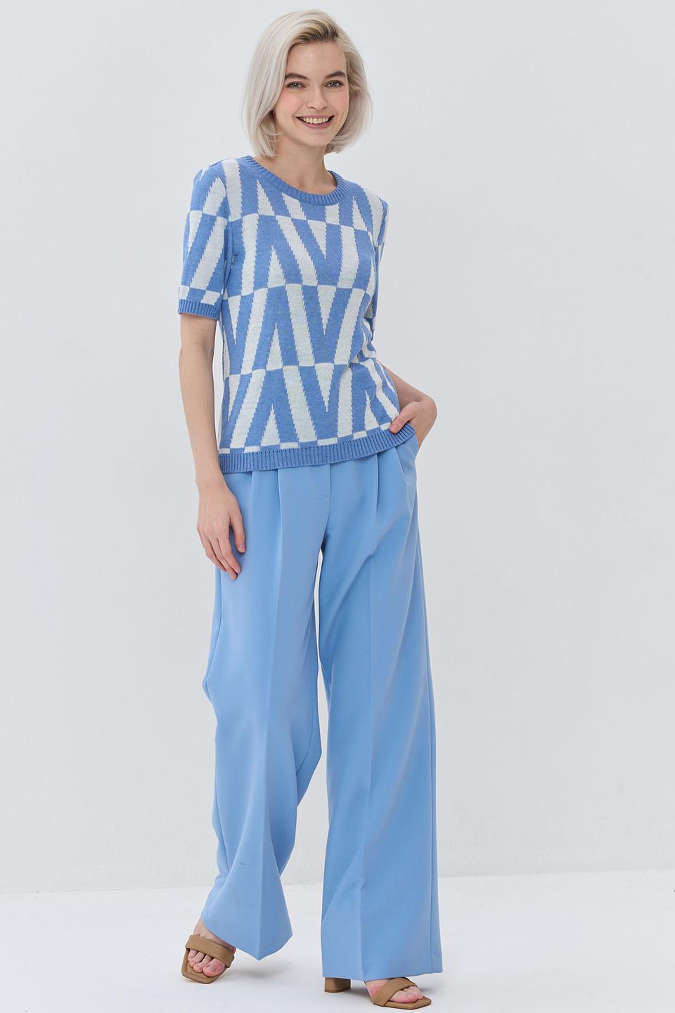 Джемпер NEWVAY с геометрическим узором голубой