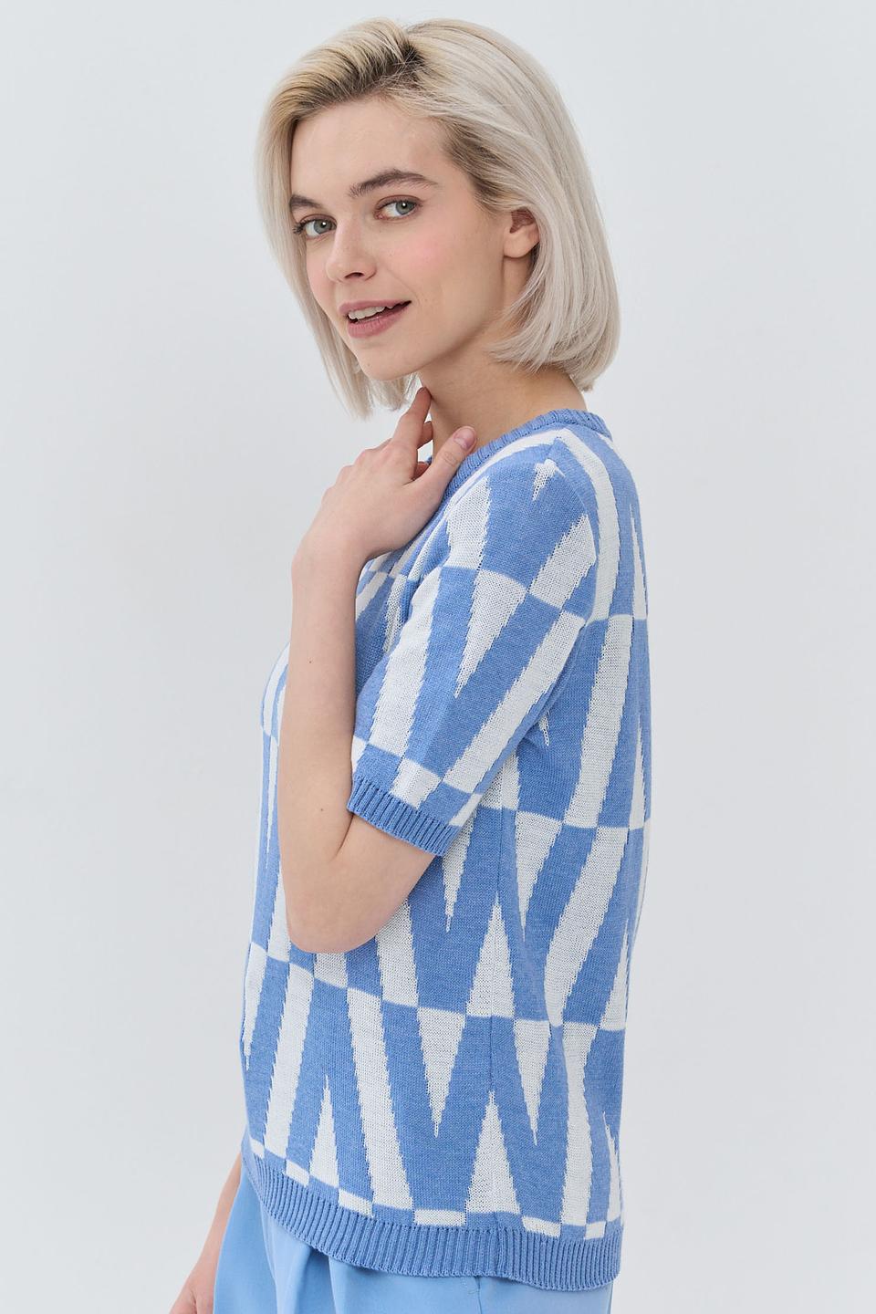 Джемпер NEWVAY с геометрическим узором голубой