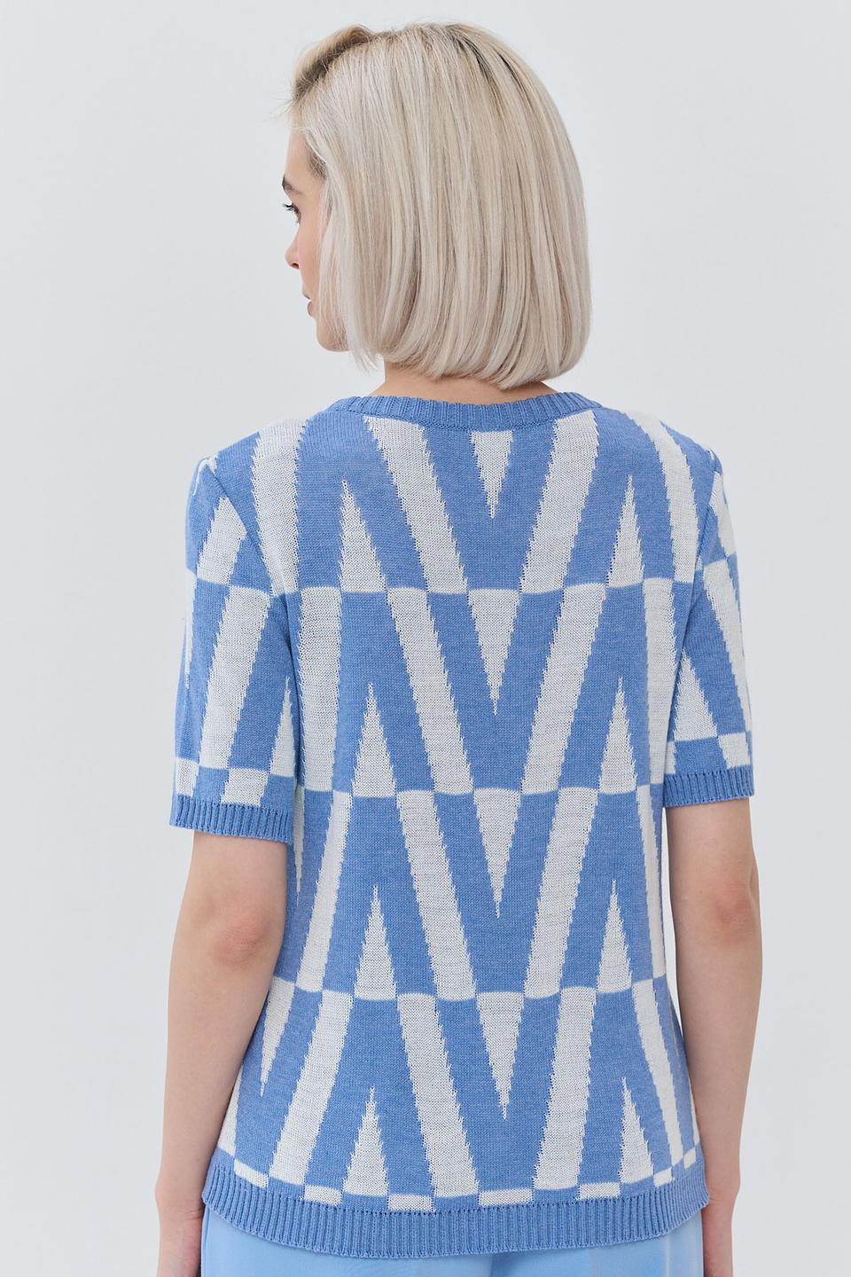 Джемпер NEWVAY с геометрическим узором голубой
