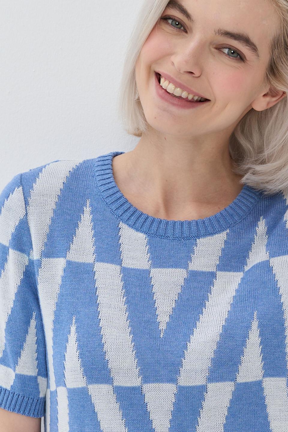 Джемпер NEWVAY с геометрическим узором голубой