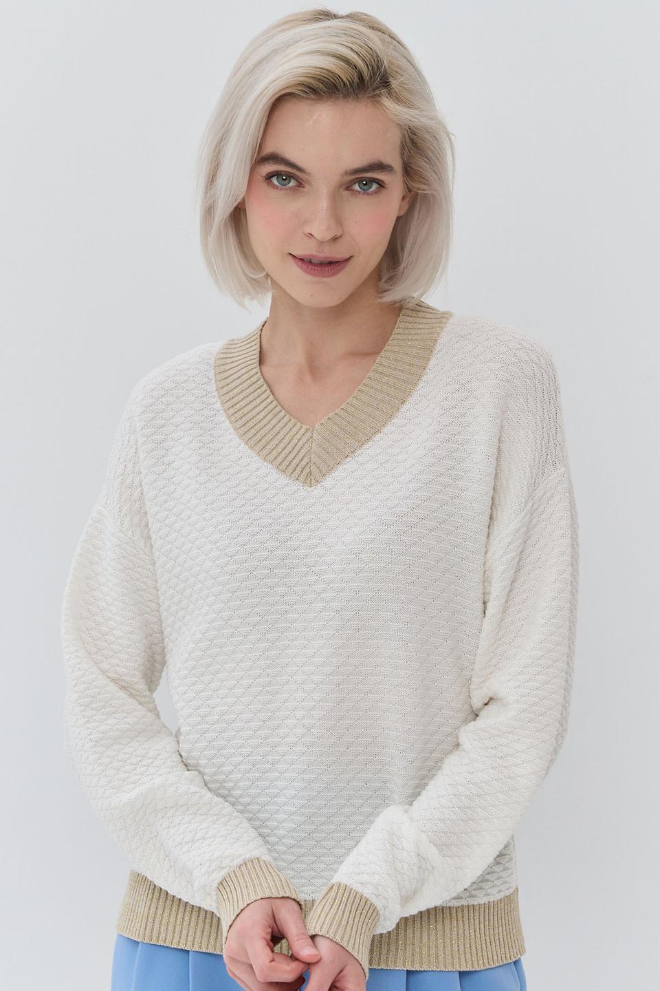 Джемпер NEWVAY с V-образным вырезом бежевый