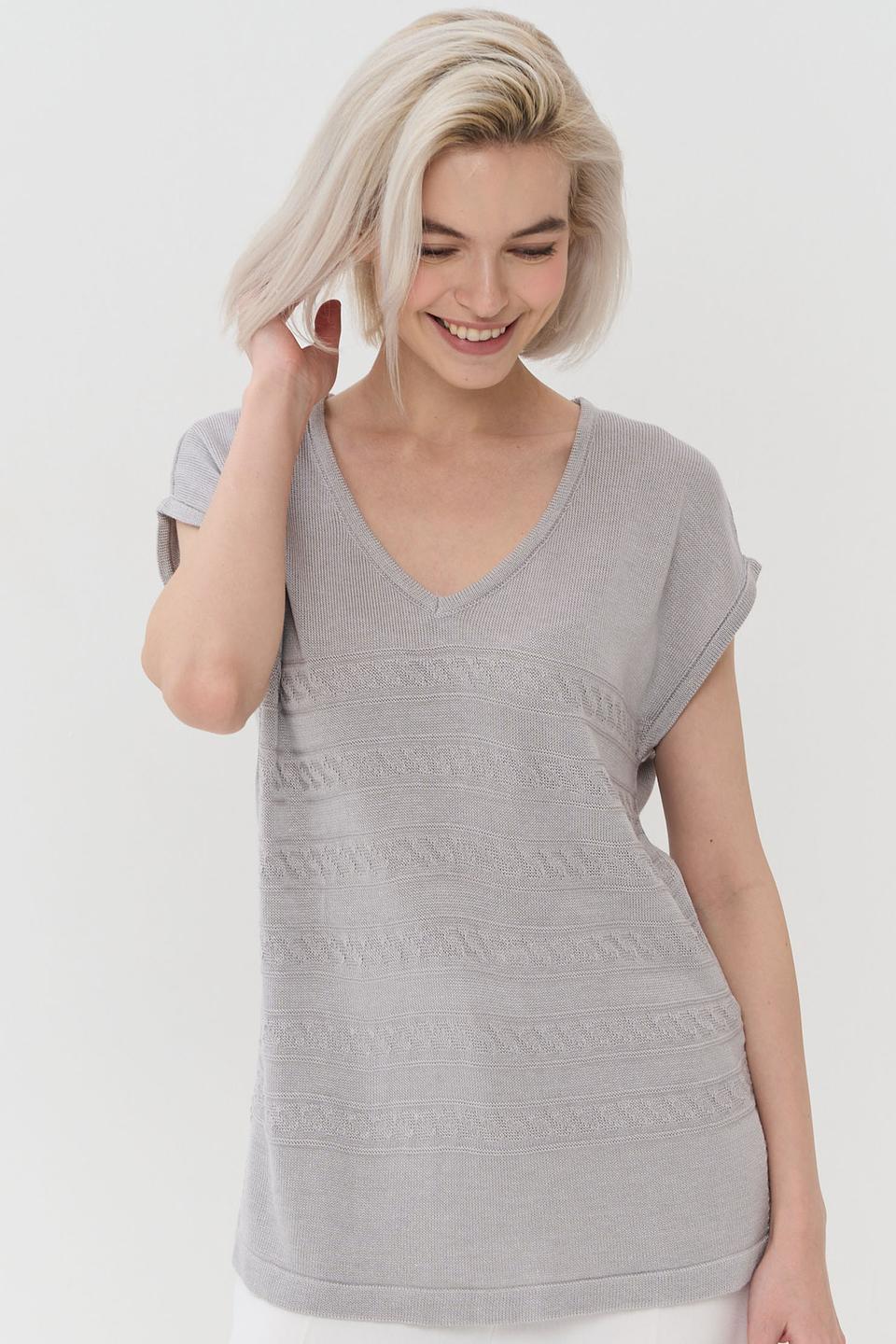 Джемпер NEWVAY с V-образным вырезом серый