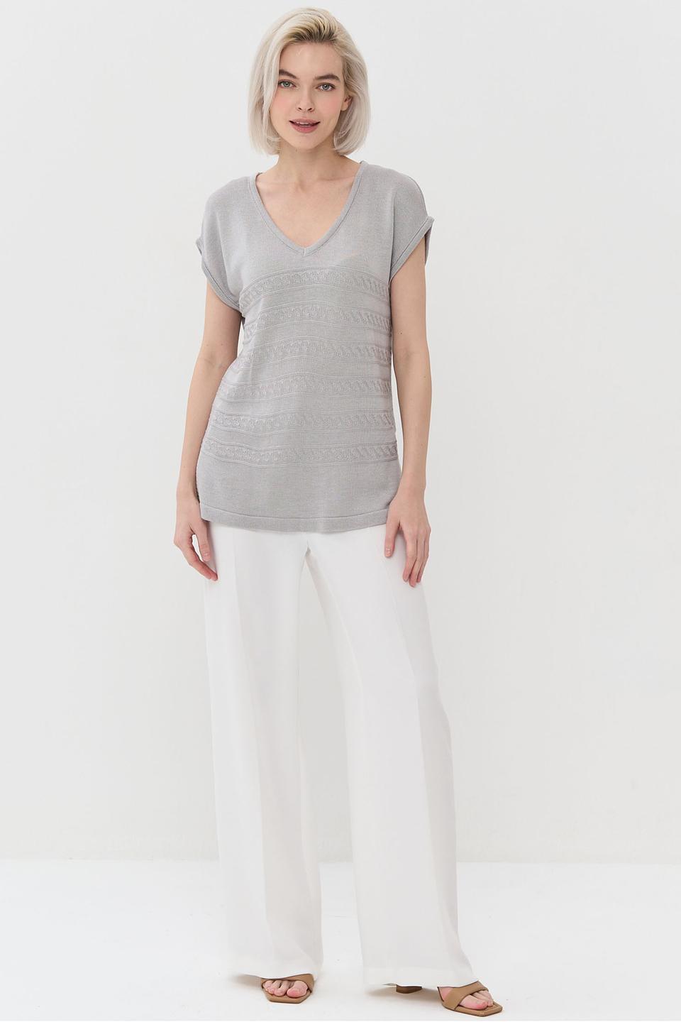 Джемпер NEWVAY с V-образным вырезом серый