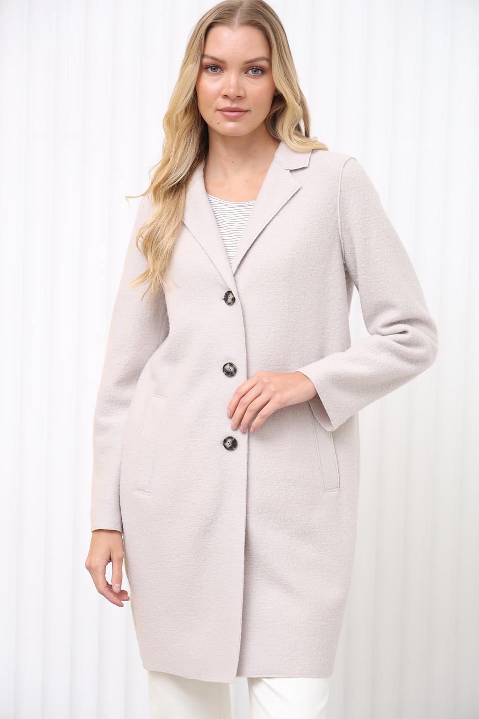 Пальто Oui шерстяное бежевое