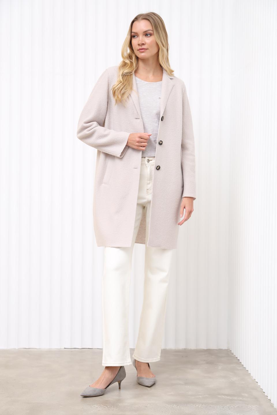 Пальто Oui шерстяное бежевое