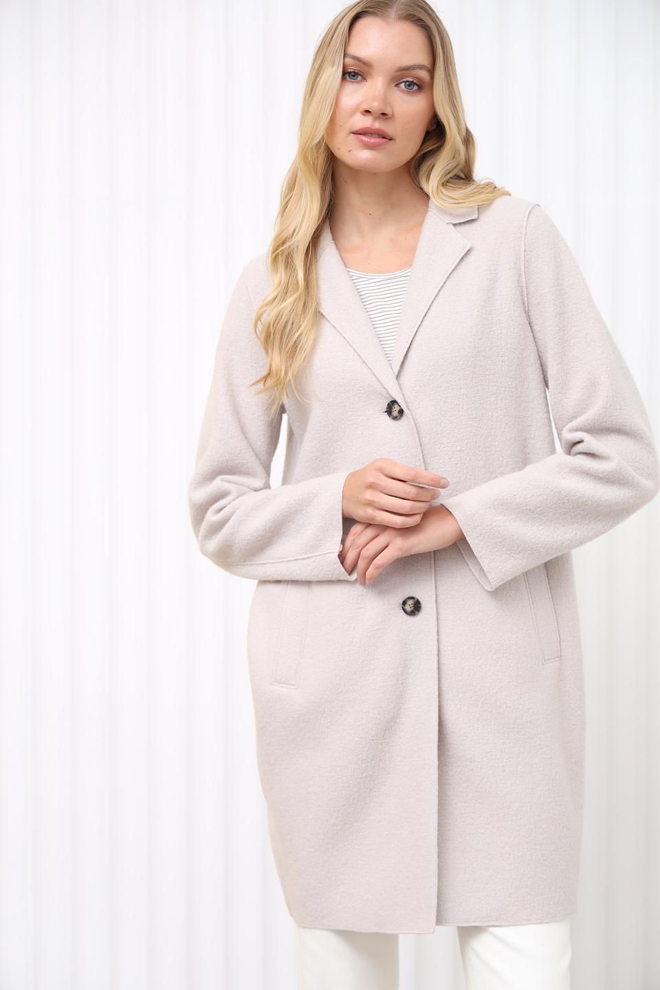 Пальто Oui шерстяное бежевое
