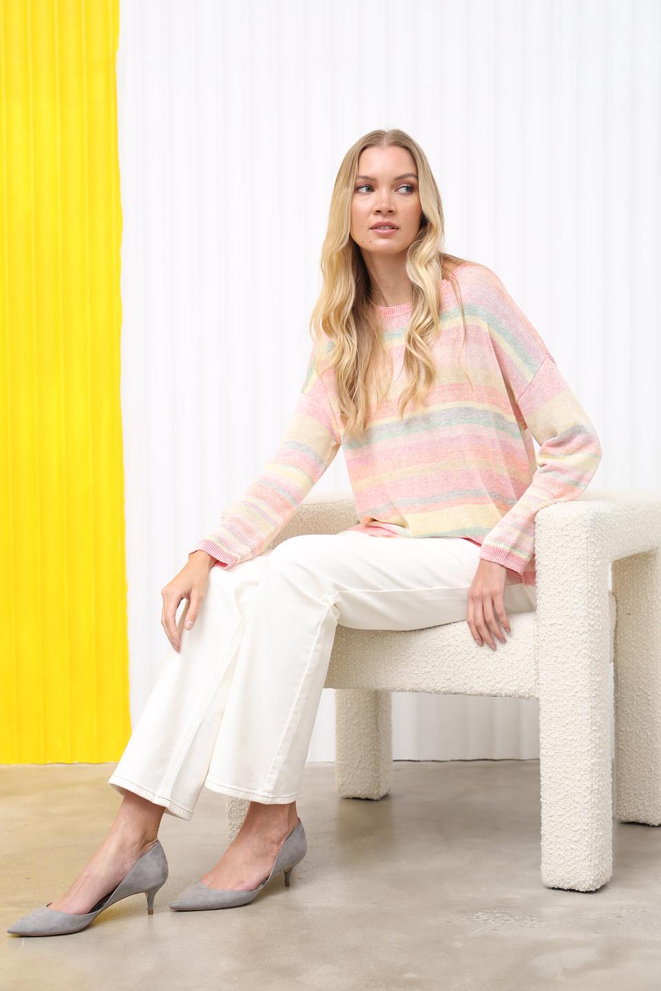 Пуловер Oui в полоску