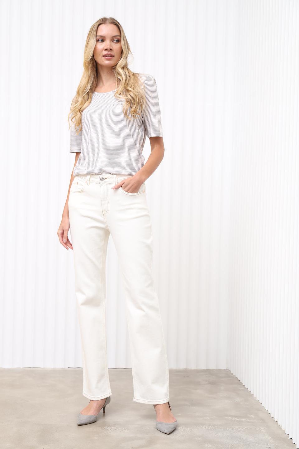 Джинсы прямые Oui молочные