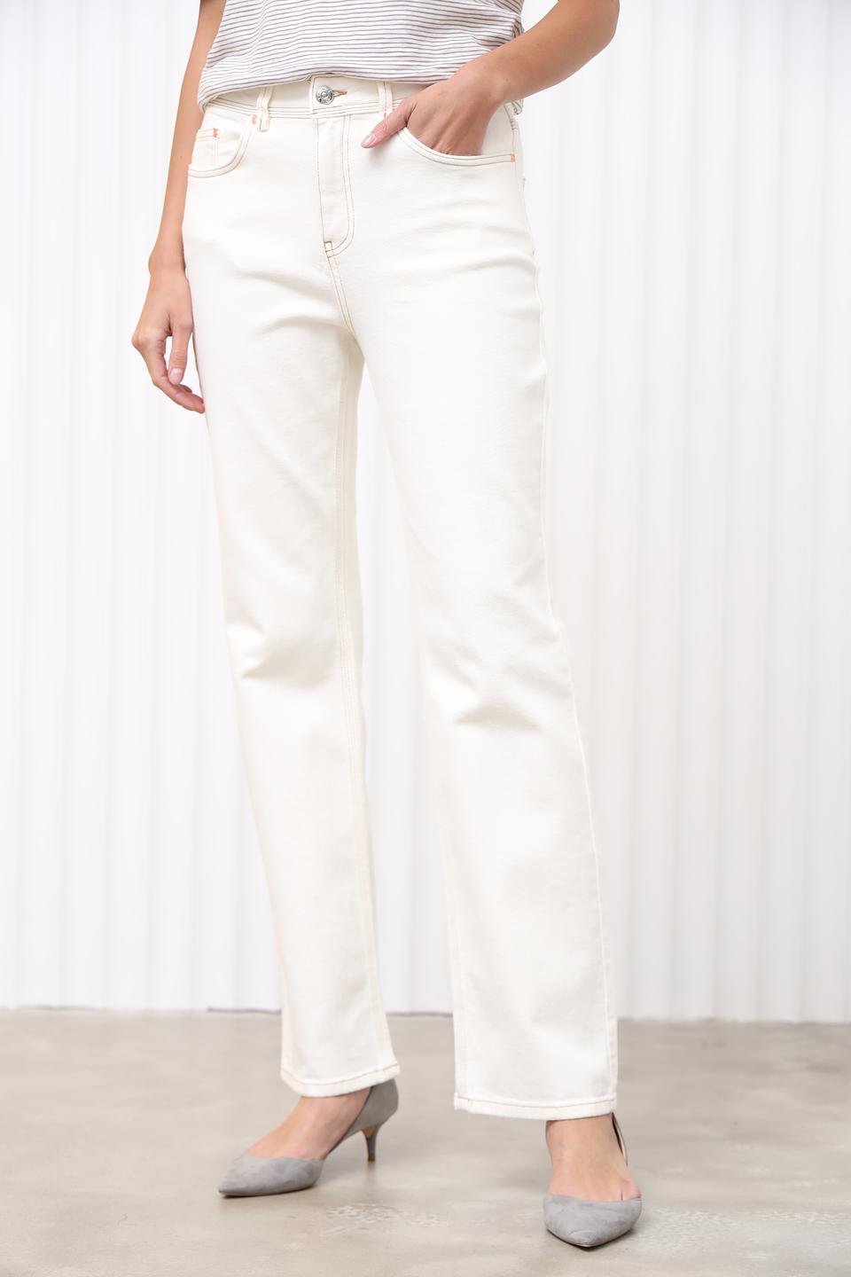 Джинсы прямые Oui молочные