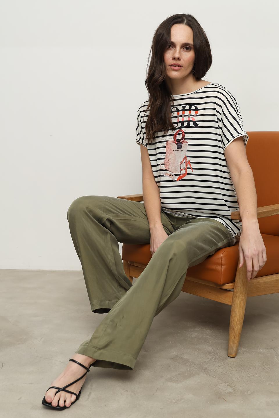 Футболка Catnoir полоска с принтом