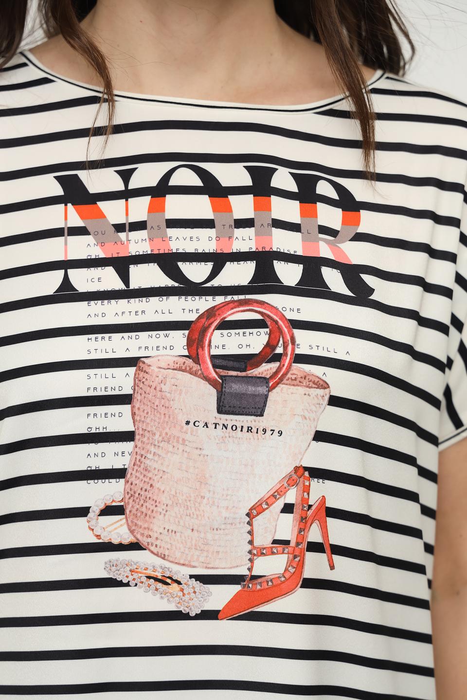 Футболка Catnoir полоска с принтом