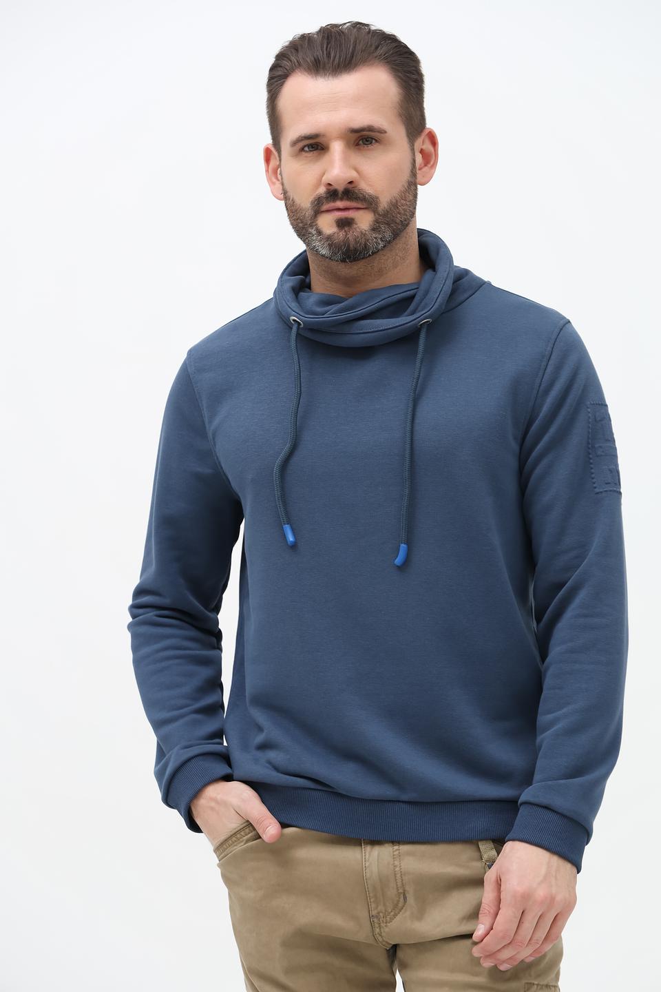 Джемпер Ragman с воротником-стойкой синий