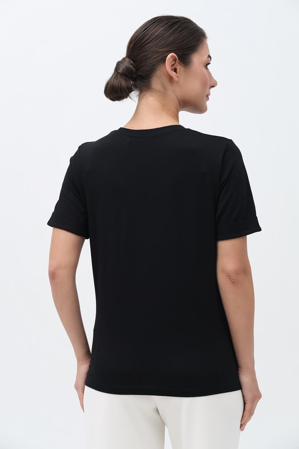 Футболка Taifun с цветком чёрная