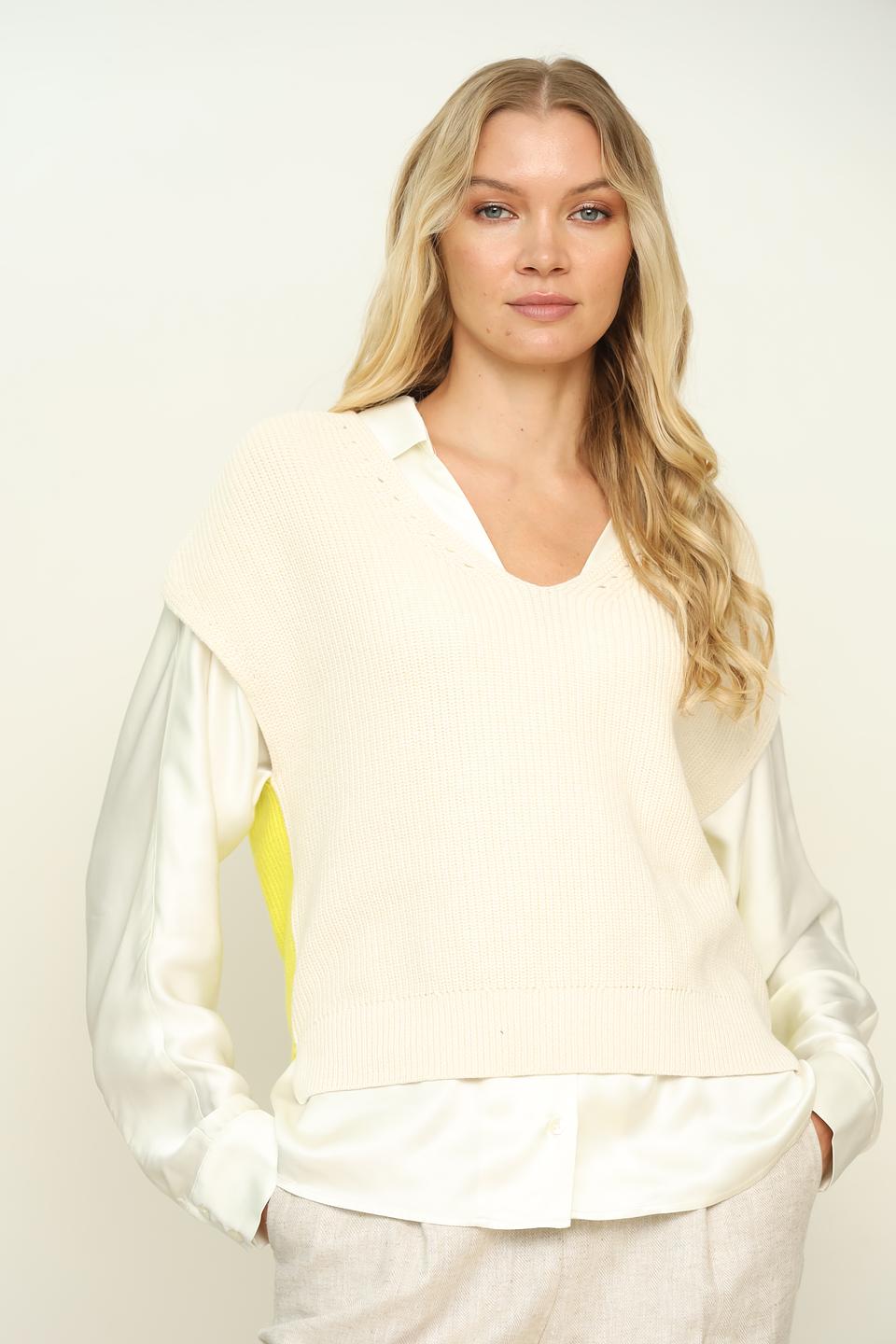 Жилет Taifun вязаный с лаймовым акцентом