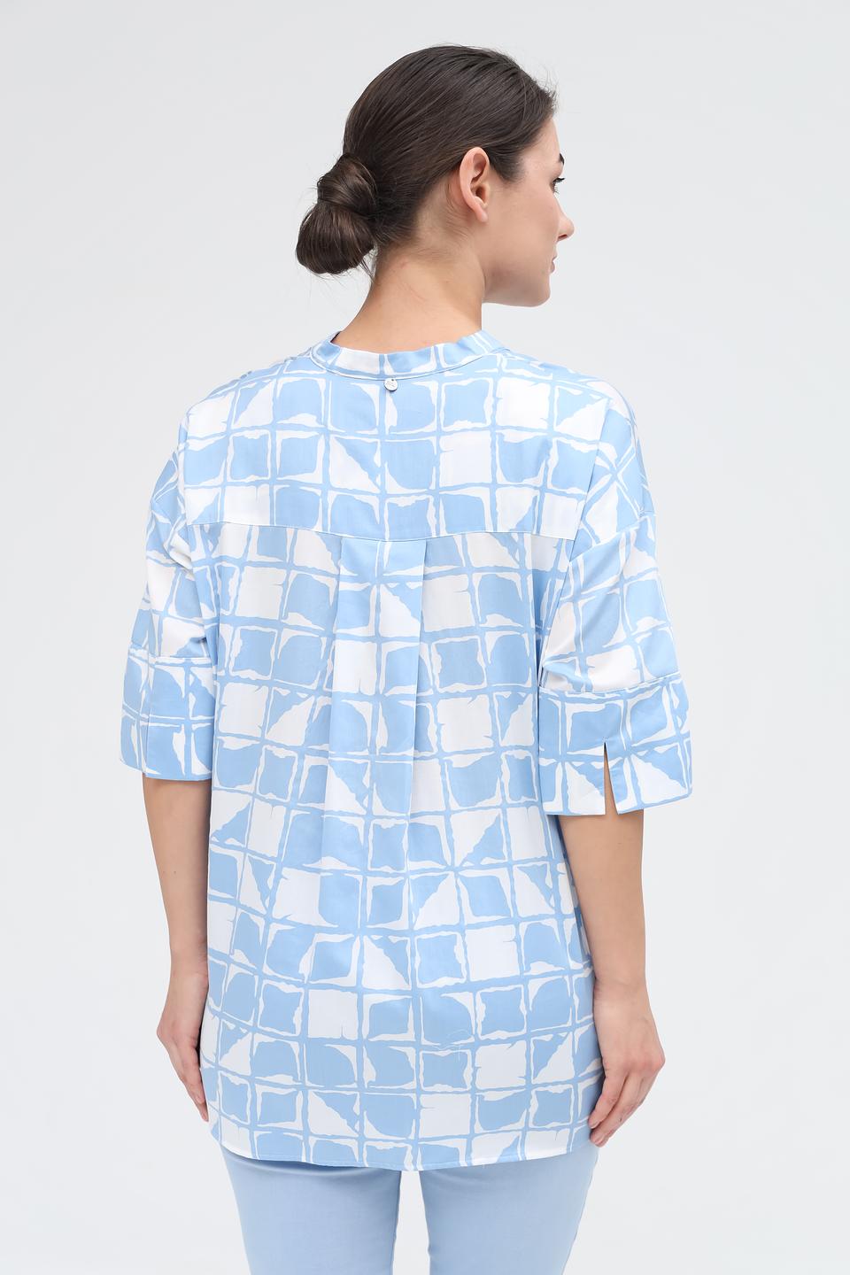 Блуза You Just White в клетку голубая