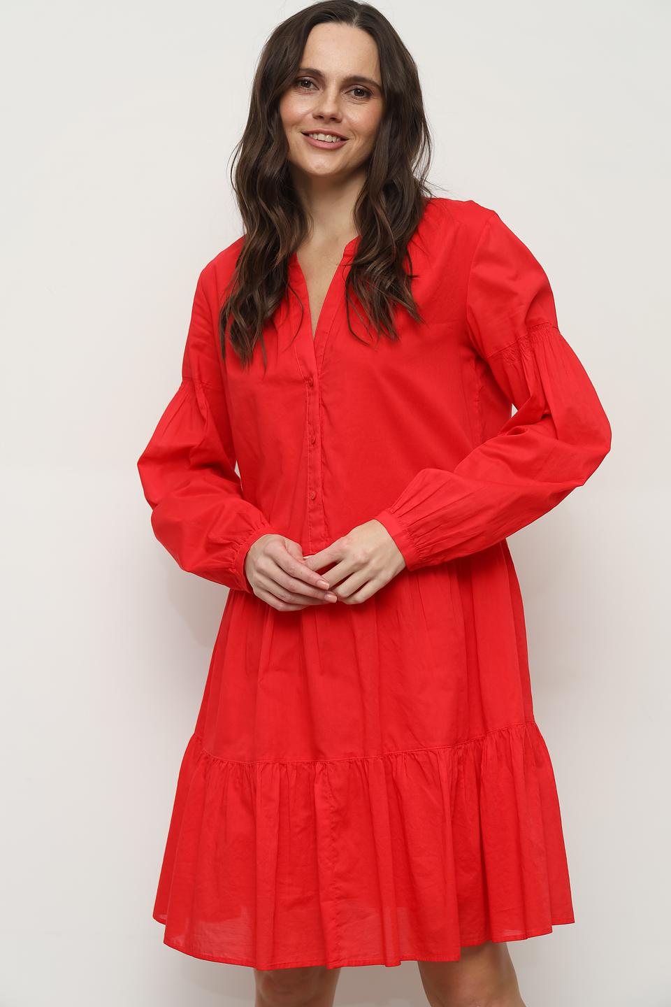 Платье Taifun красное с рукавами-фонариками