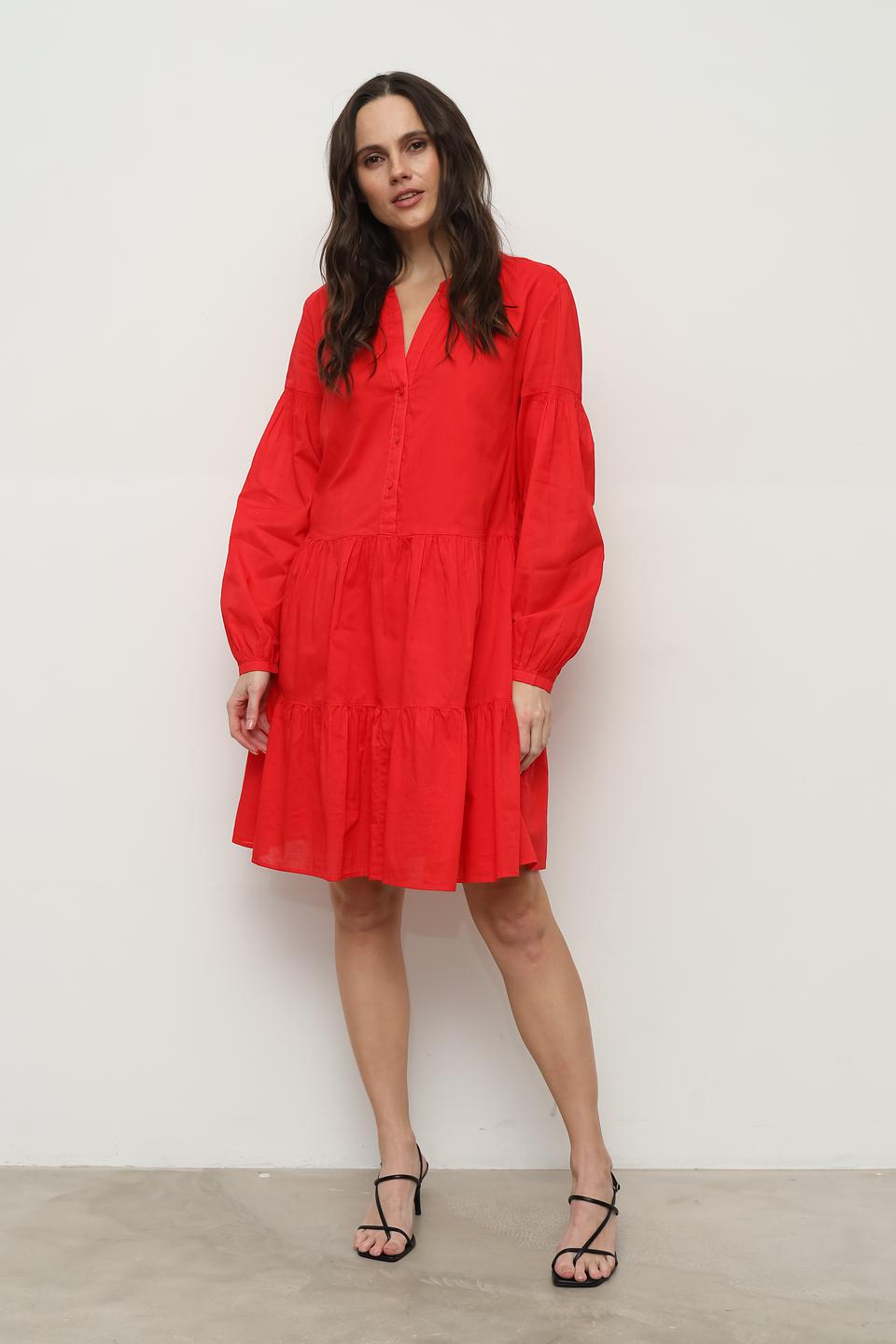 Платье Taifun красное с рукавами-фонариками