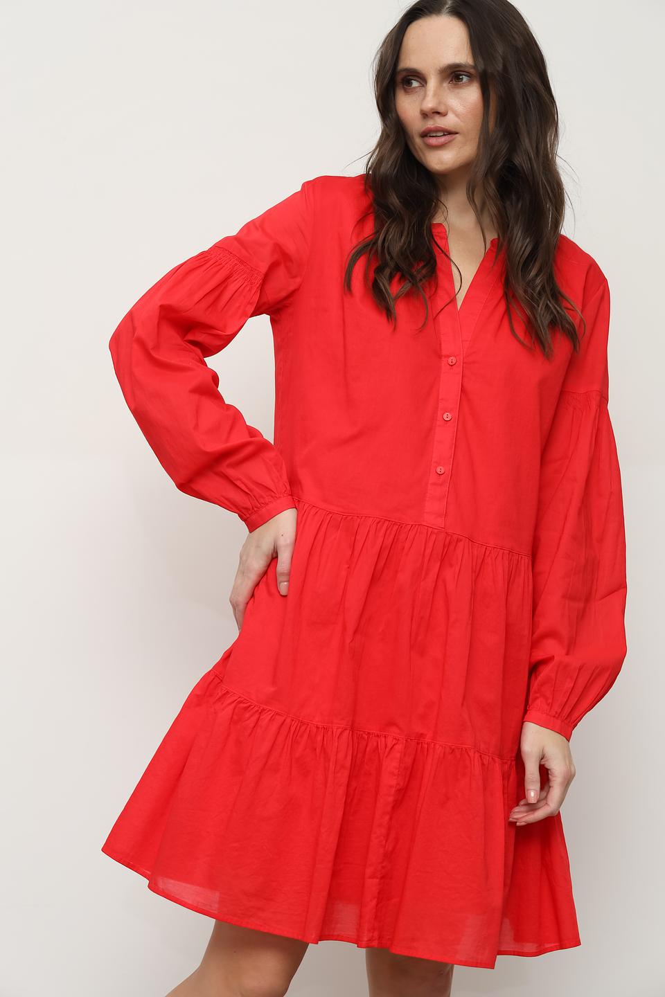 Платье Taifun красное с рукавами-фонариками