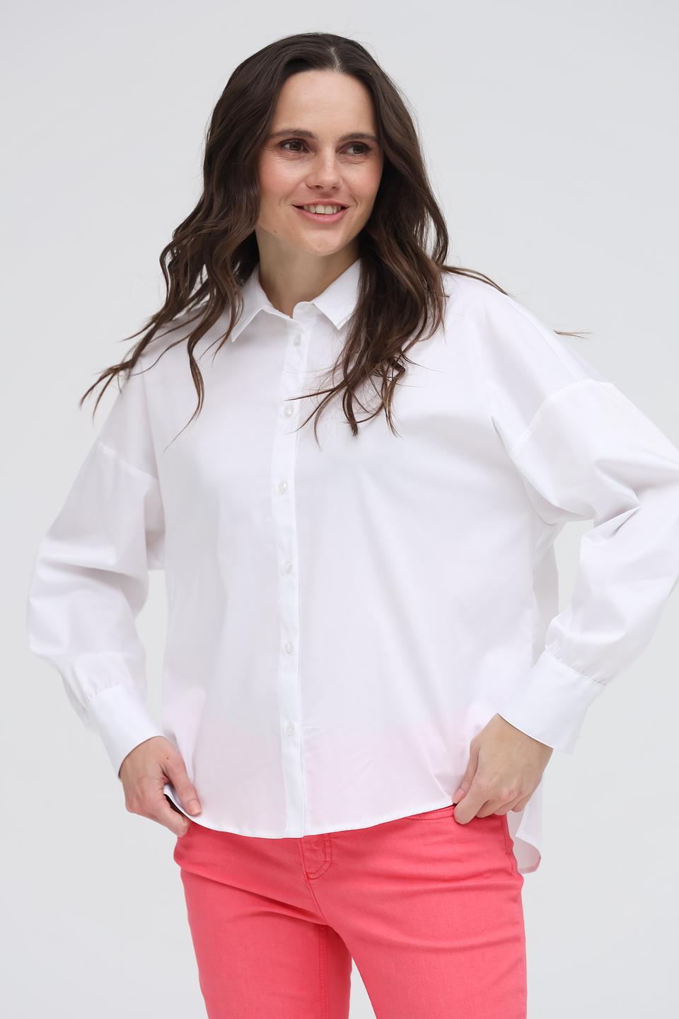 Рубашка Lecomte женская белая с рукавом фонарик