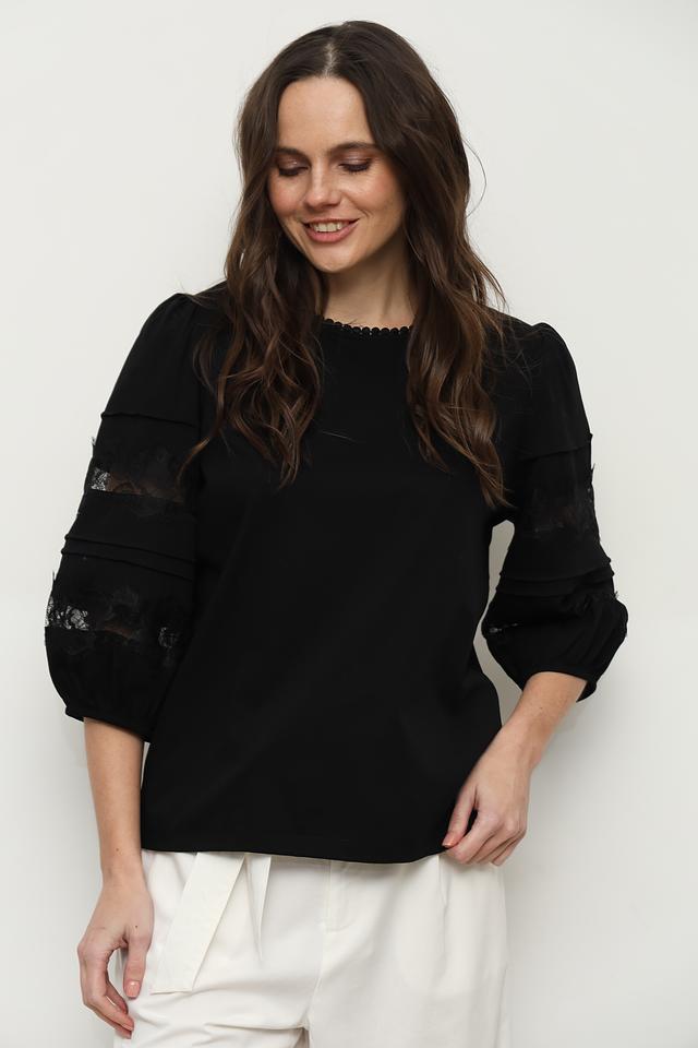 Блуза Taifun с кружевом чёрная