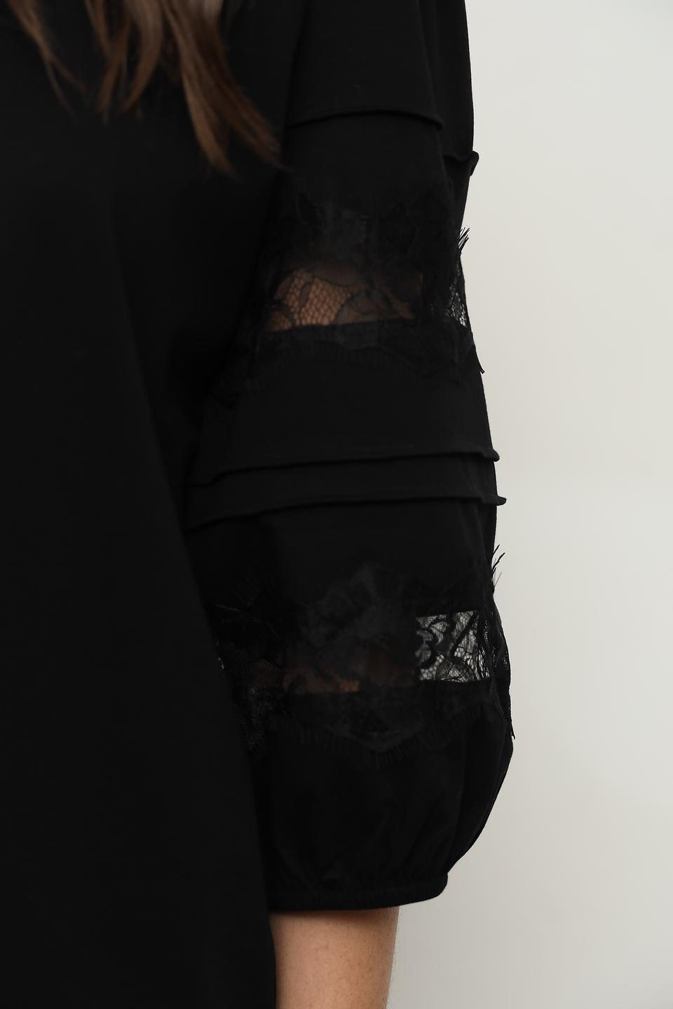 Блуза Taifun с кружевом чёрная