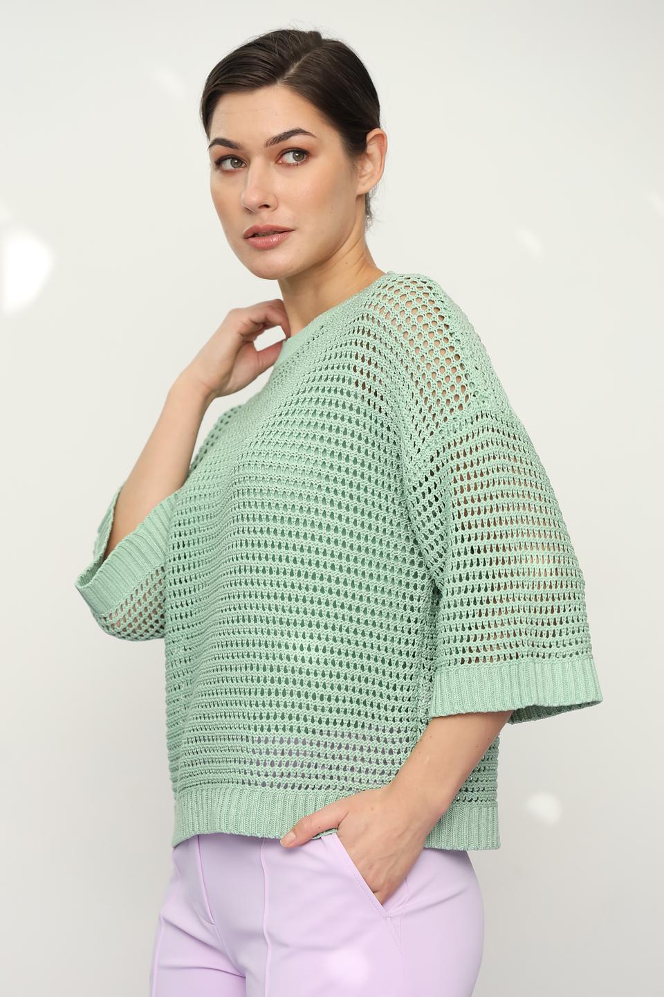 Пуловер Lecomte мятный ажурный