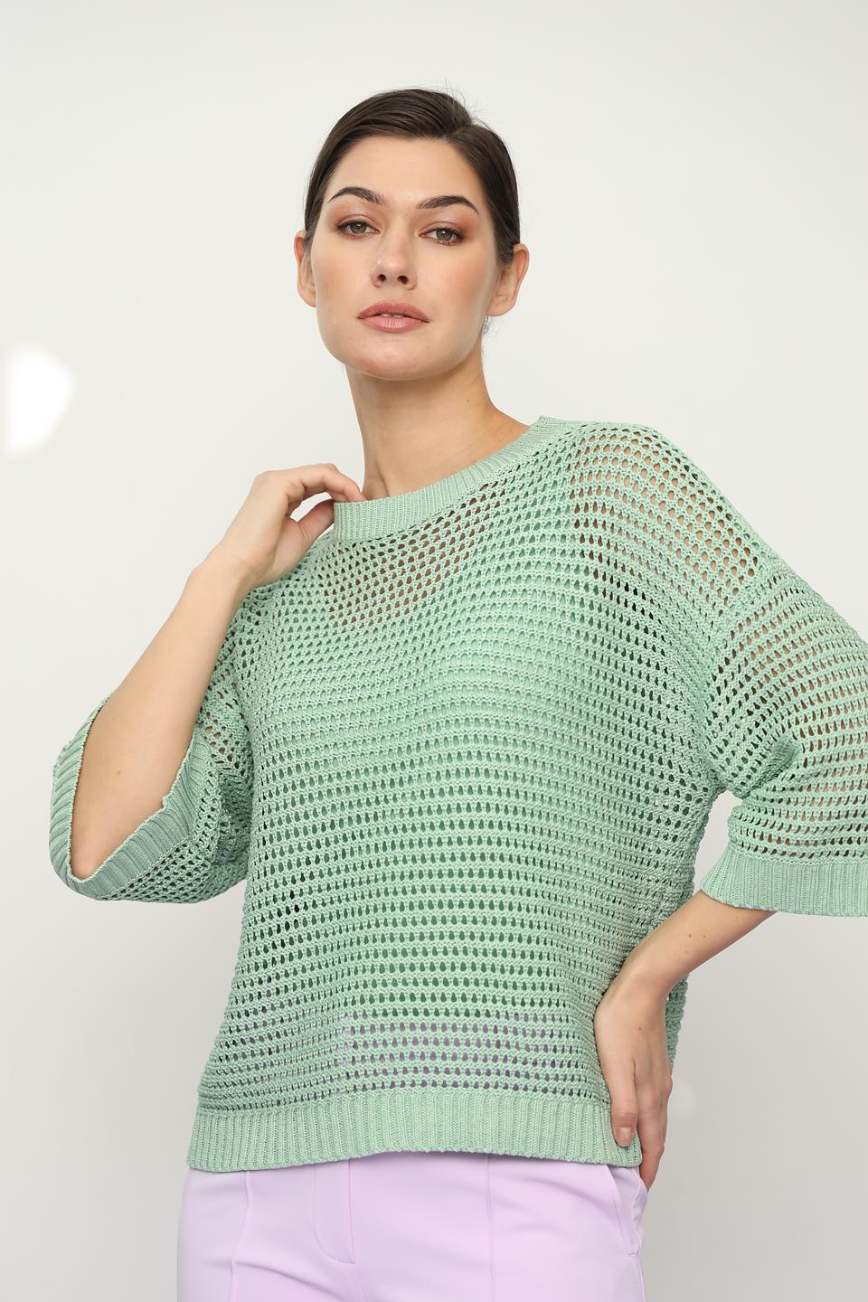 Пуловер Lecomte мятный ажурный