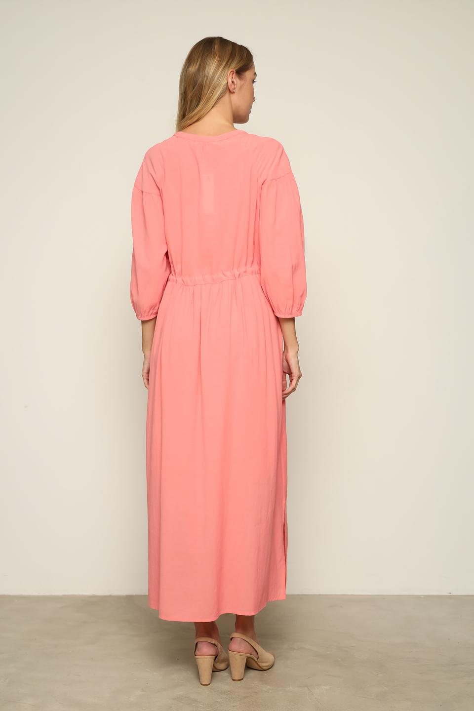 Платье Oui коралловое с рукавами-фонариками