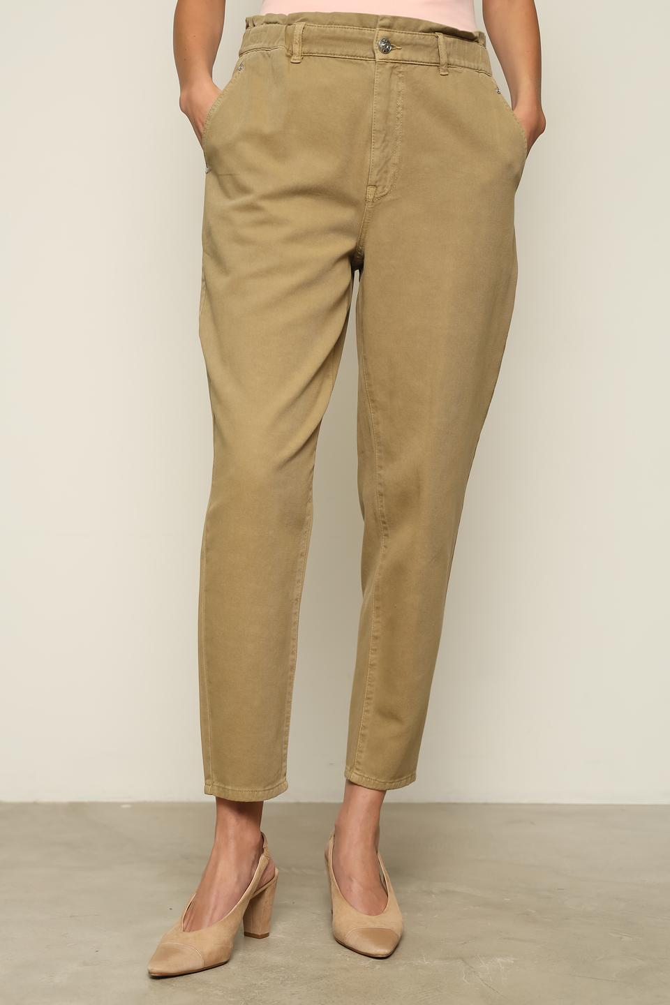 Джинсы Oui хаки с резинкой