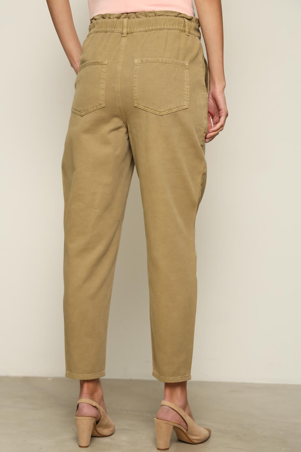 Джинсы Oui хаки с резинкой