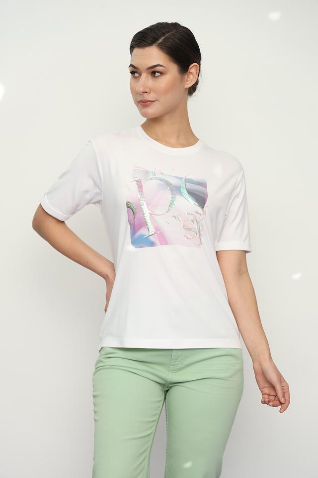 Футболка Lecomte с пайетками белая