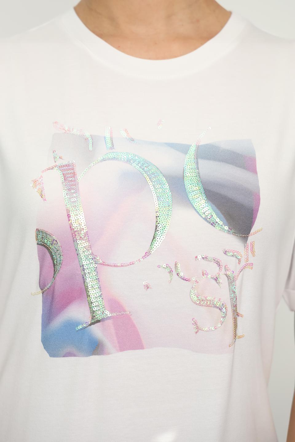 Футболка Lecomte с пайетками белая