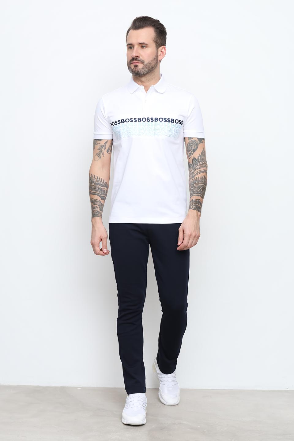 Поло Boss Green с логотипом белый