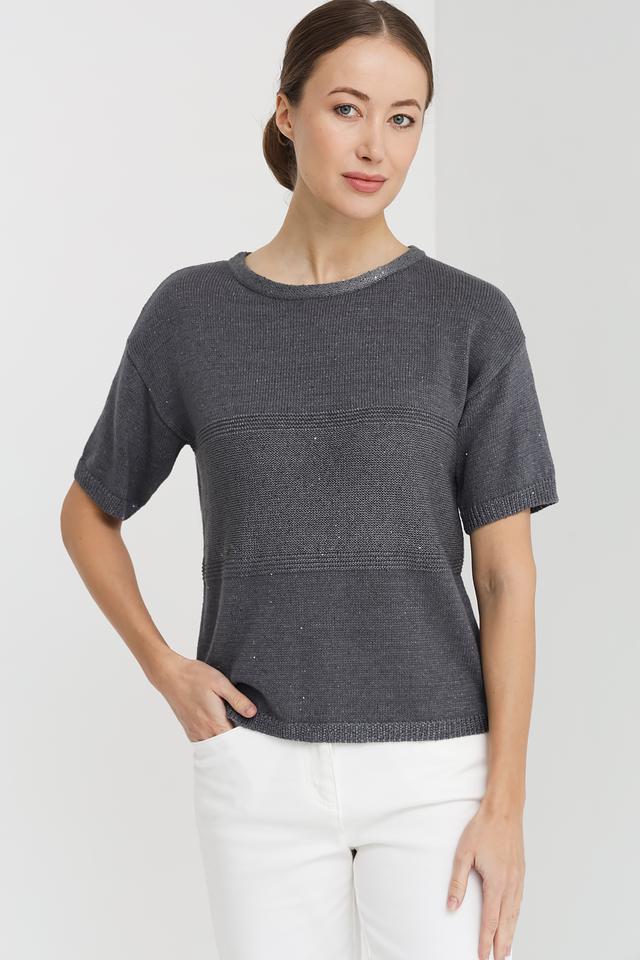 Пуловер Pezzo серый с коротким рукавом