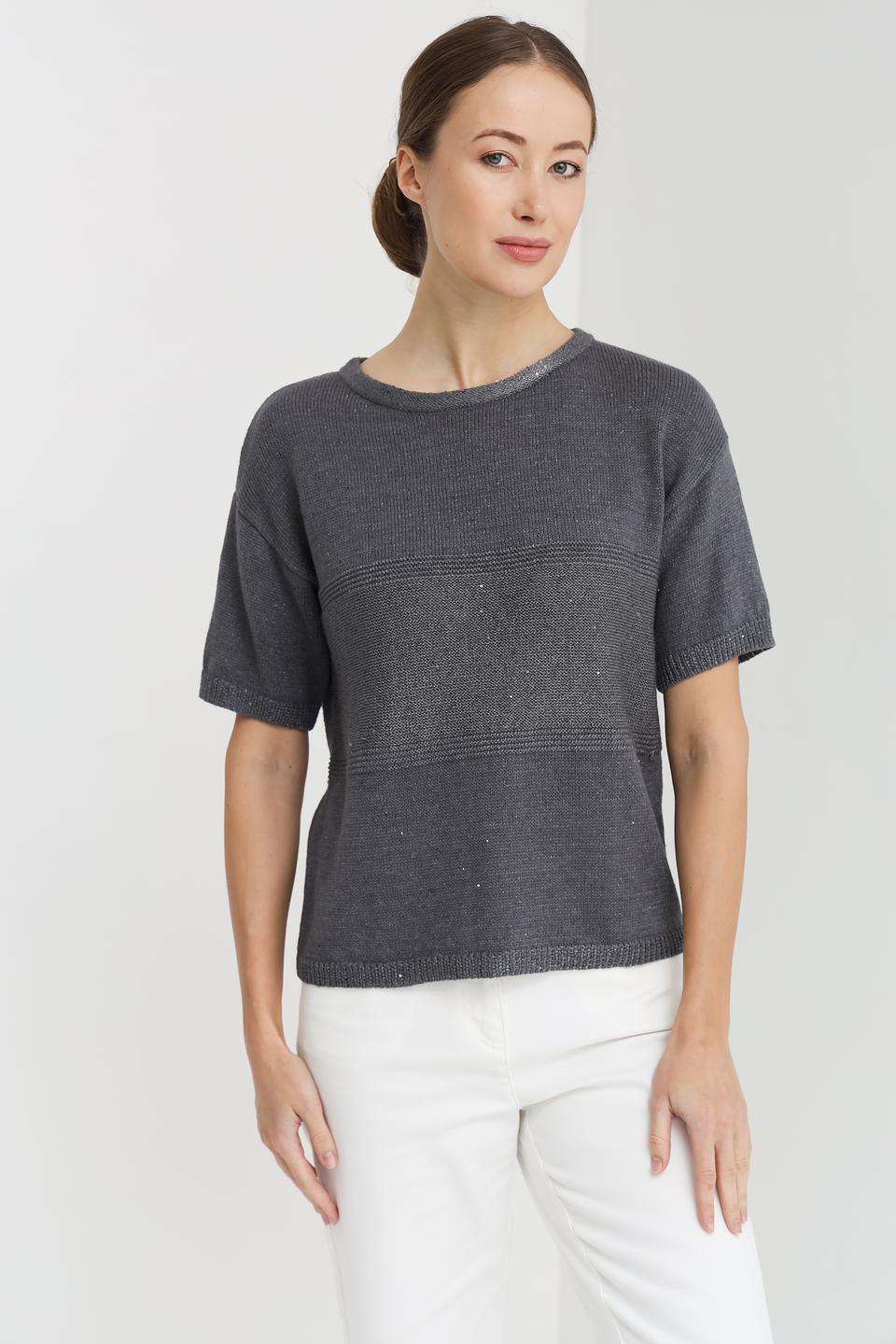 Пуловер Pezzo серый с коротким рукавом