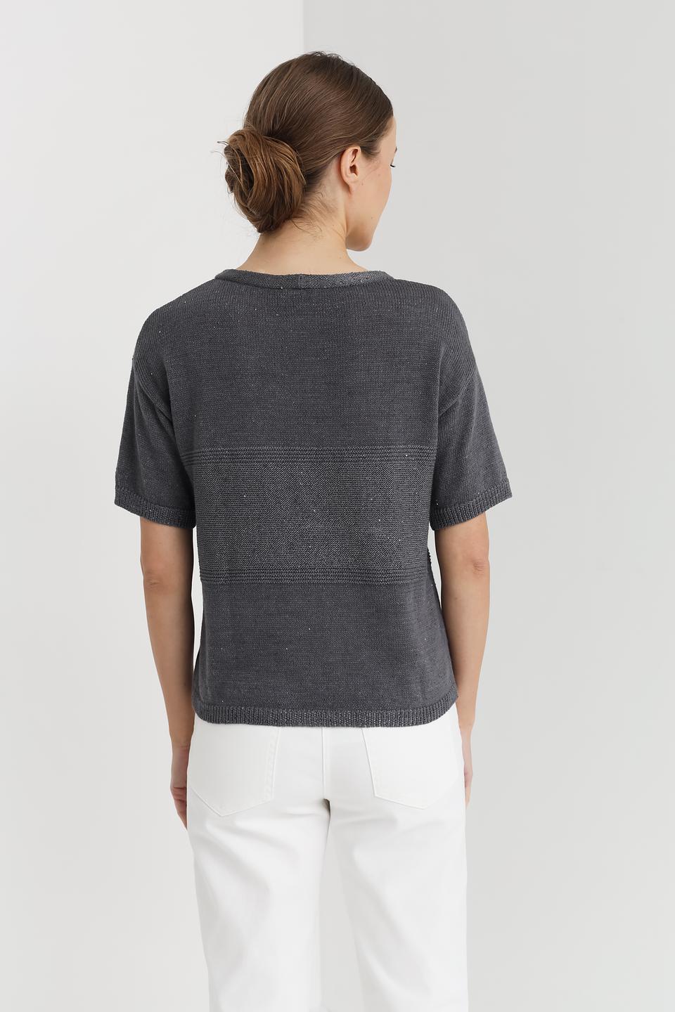 Пуловер Pezzo серый с коротким рукавом