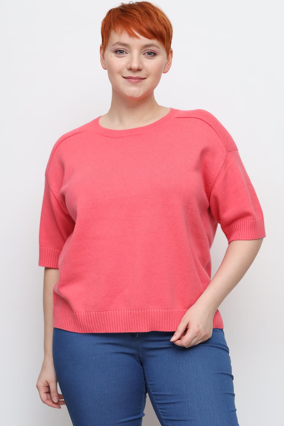 Пуловер Oui с коротким рукавом коралловый