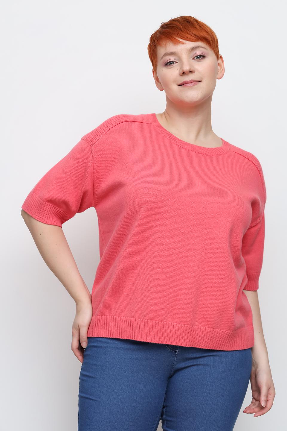 Пуловер Oui с коротким рукавом коралловый