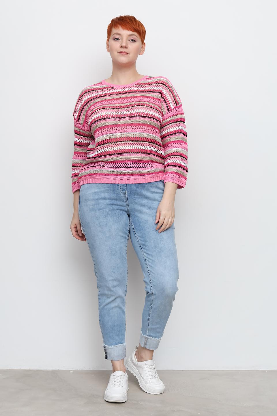 Пуловер Rabe collection в полоску розовый