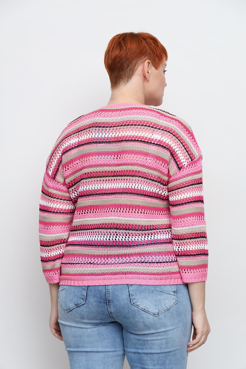 Пуловер Rabe collection в полоску розовый
