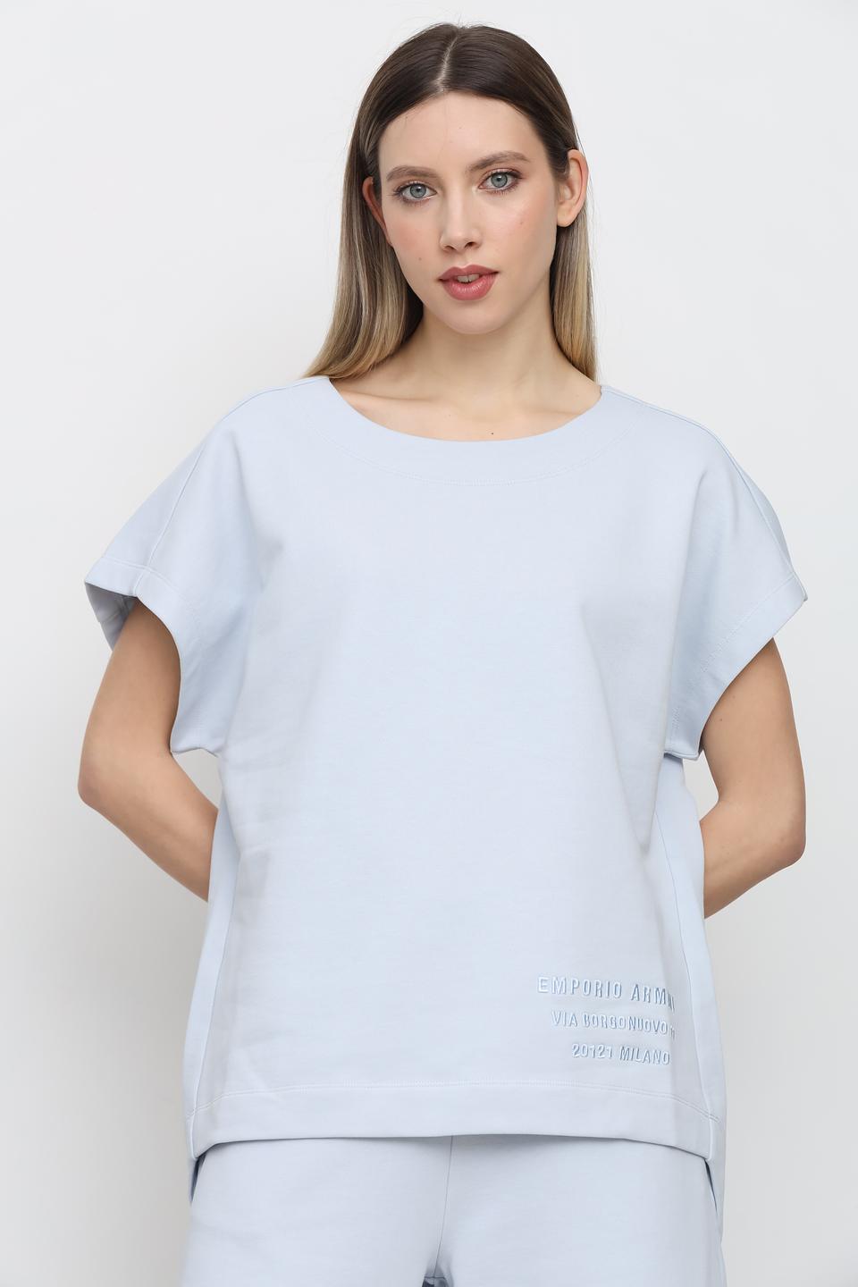 Футболка Emporio Armani голубая оверсайз