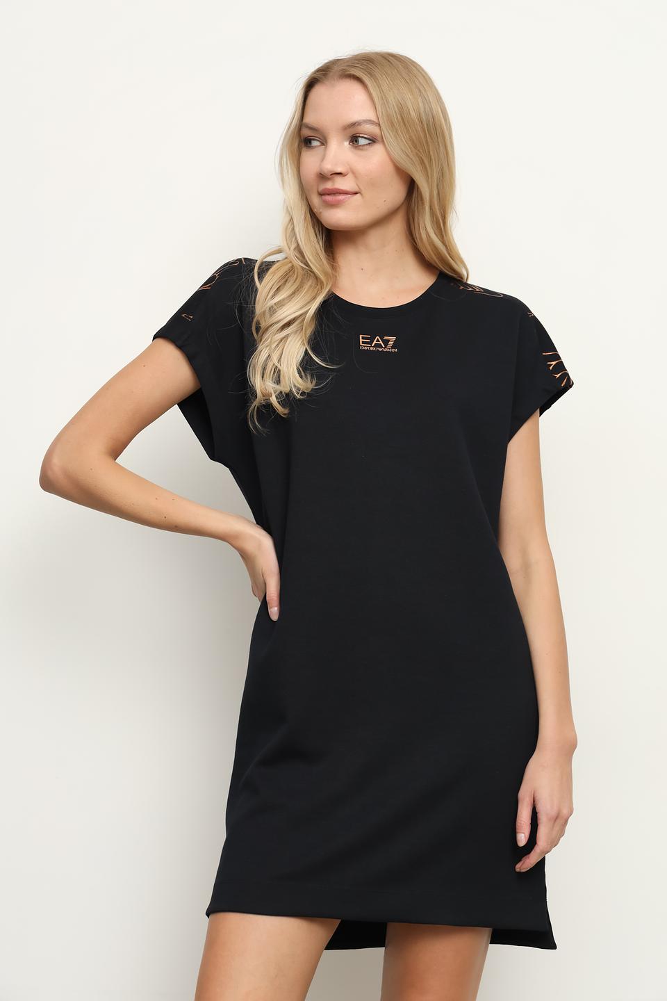 Платье EA7 чёрное с узором