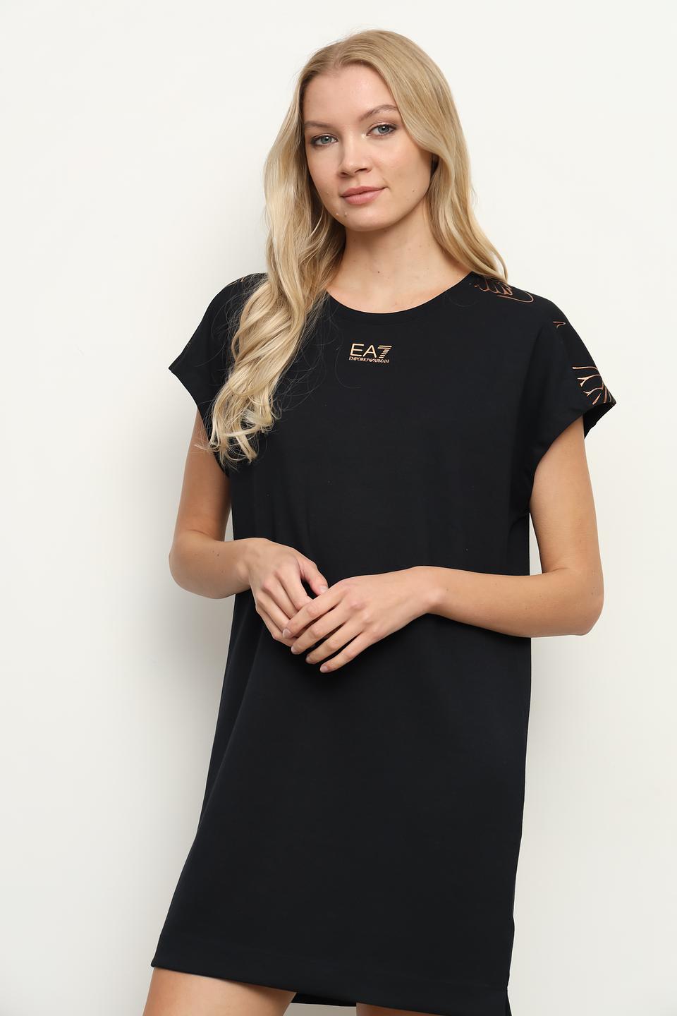 Платье EA7 чёрное с узором