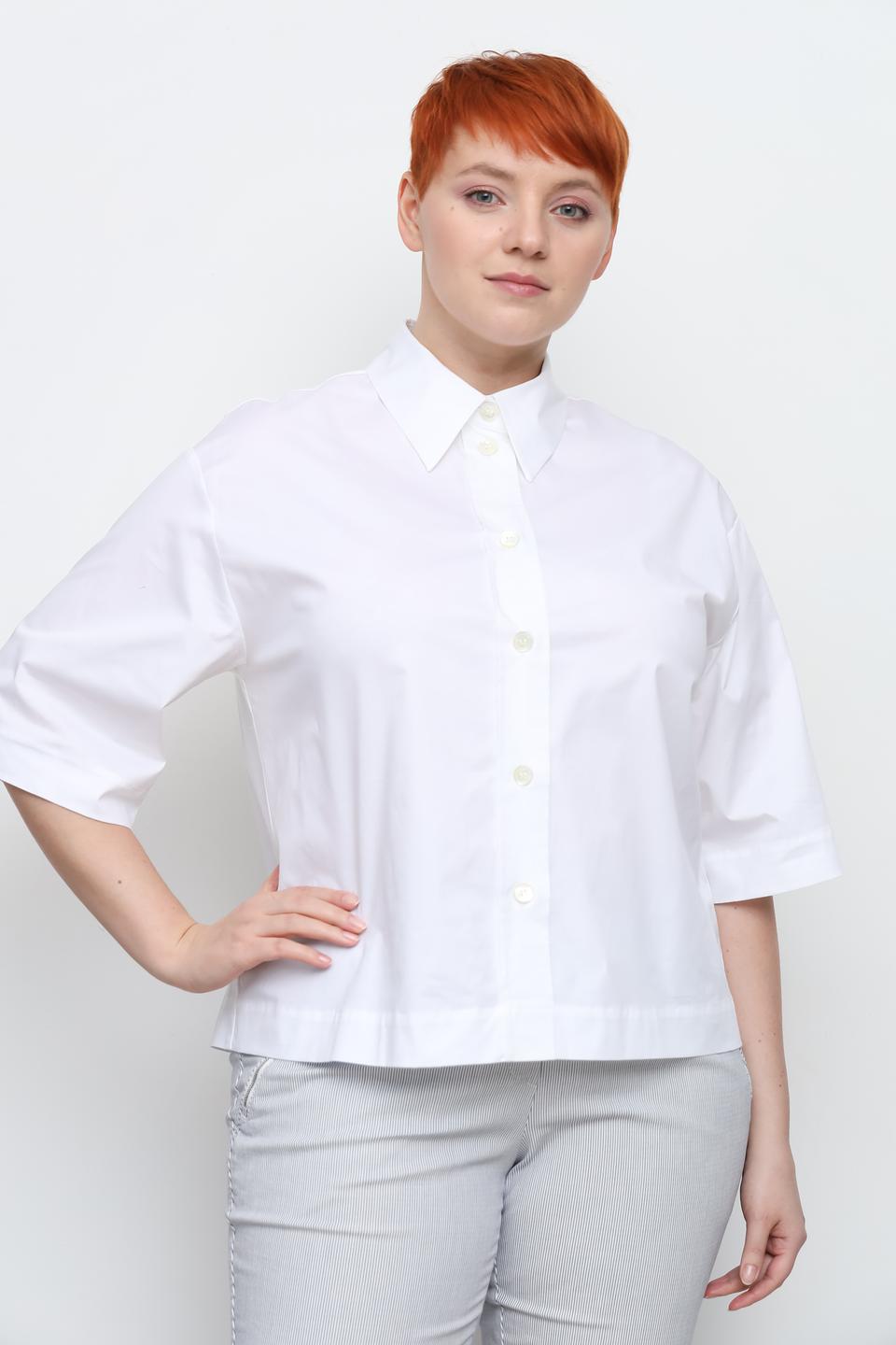 Рубашка Seidensticker белая с 3/4 рукавом