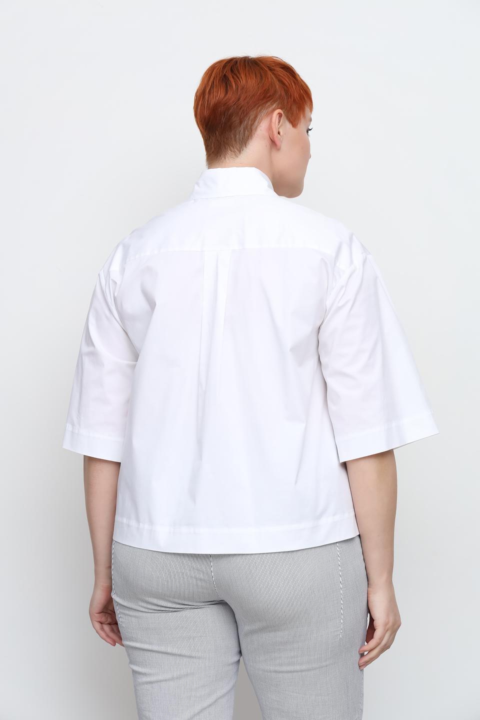 Рубашка Seidensticker белая с 3/4 рукавом