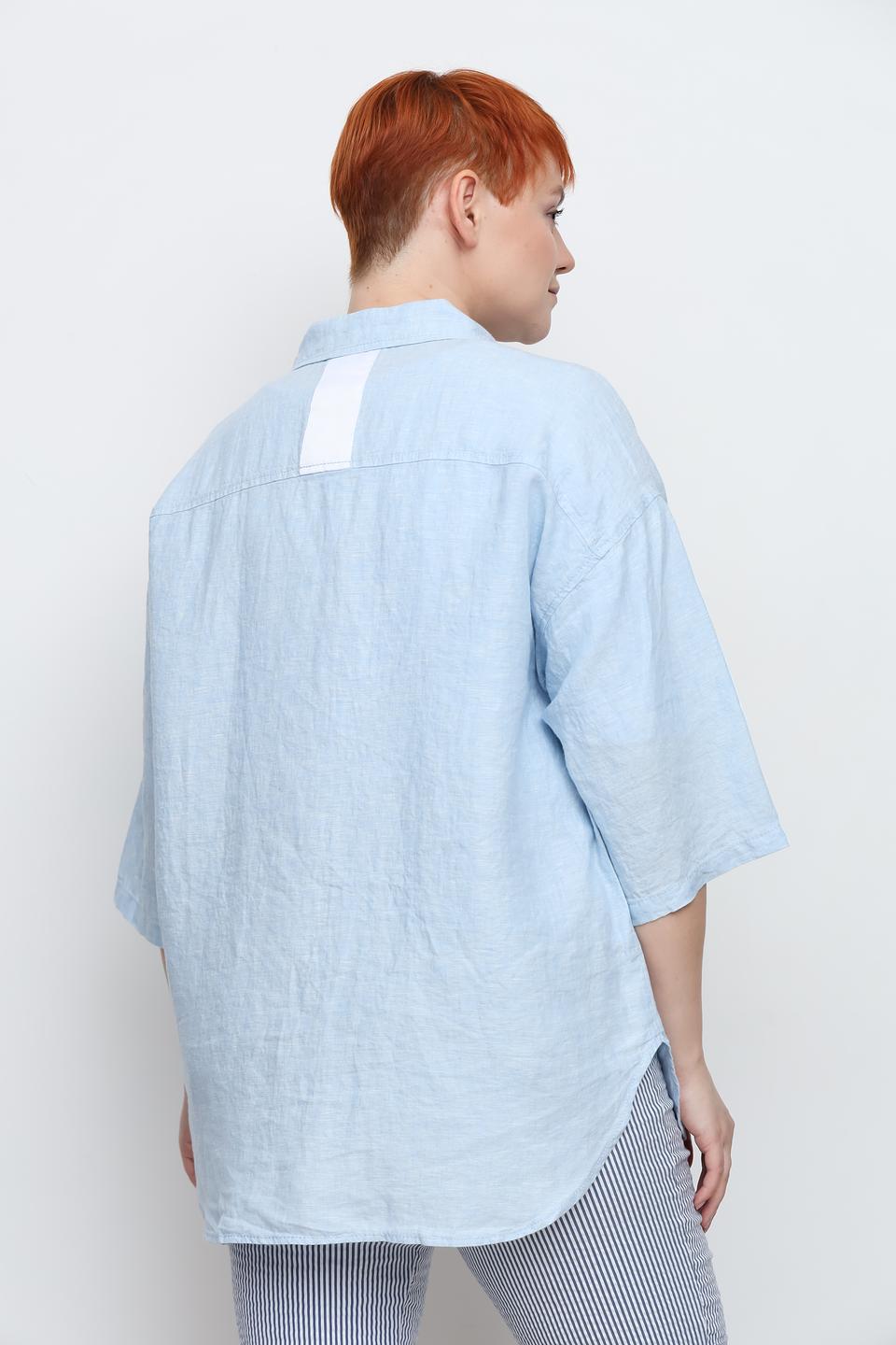 Рубашка Doris Streich с принтом голубой